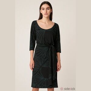 NEW Diesel Y2K Black Geometric Wrap 3/4 Sleeved Dress Size S